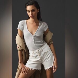 NEW Agolde Parker Short Vintage Cut-Off Denim in Tissue Button Fly